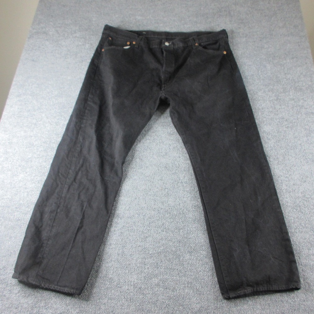 Levis 501 Jeans Mens 44x29 Black Regular Straight Dark Wash‎ Denim Casual Pants